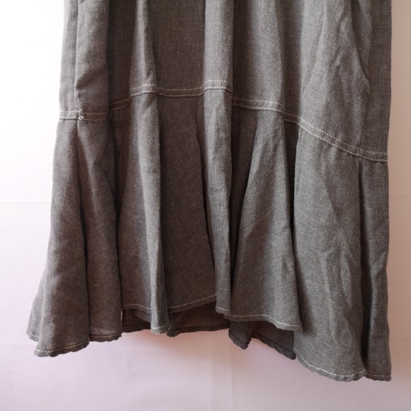 ZARA Gray Contrast Stitch Frilled Hem Midi w flaws - Picture 4 of 7